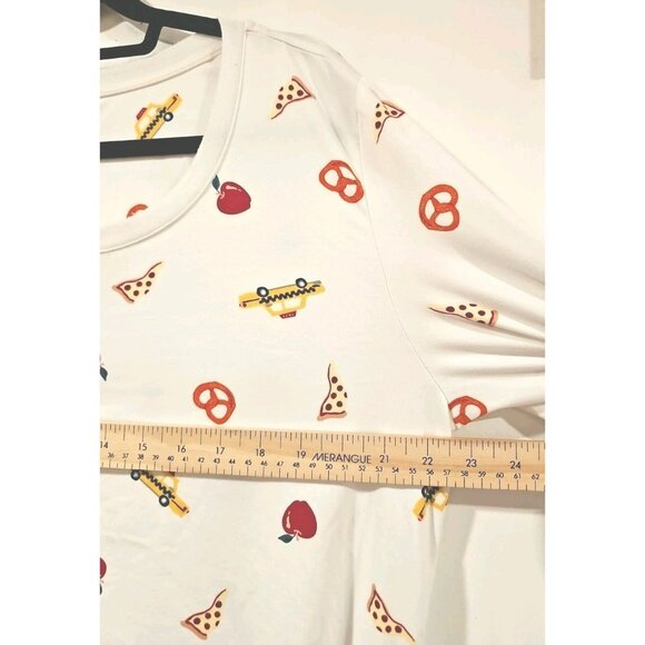 Kate Spade Apple Pretzel Car Pajamas 2 Piece Set XL Ivory Stretch Comfy - Picture 6 of 12